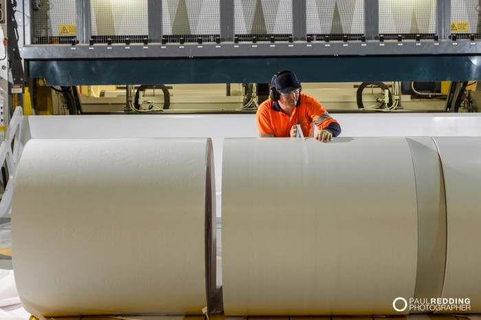 Coated paper product on roll | Norske Skog Paper Mill Boyer PM2 Conversion - Paul Redding , Paper Mill Photographer - Hobart industrial photographer