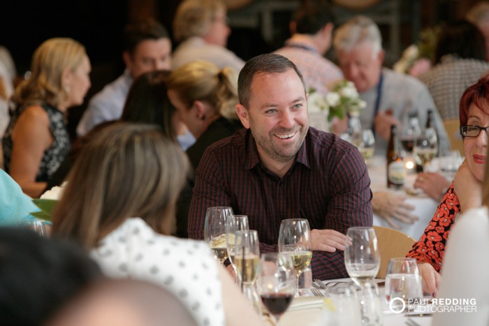 Candid guest photo. Insurance Advisernet Australia Conference 2015. Frogmore Creek Winery. Pre Conference Welcome Dinner Photography by Paul Redding, Hobart Conference Photographer.