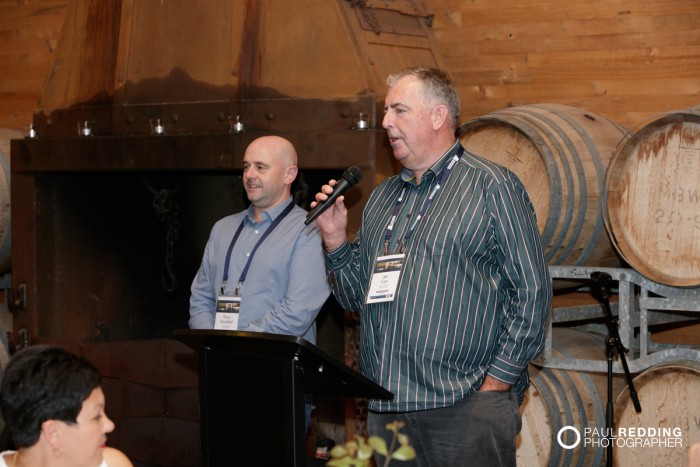 Candid guest photo. Insurance Advisernet Australia Conference 2015. Frogmore Creek Winery. Pre Conference Welcome Dinner Photography by Paul Redding, Hobart Conference Photographer.