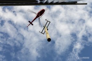 Industrial Photography Hobart- Helicopter pole install